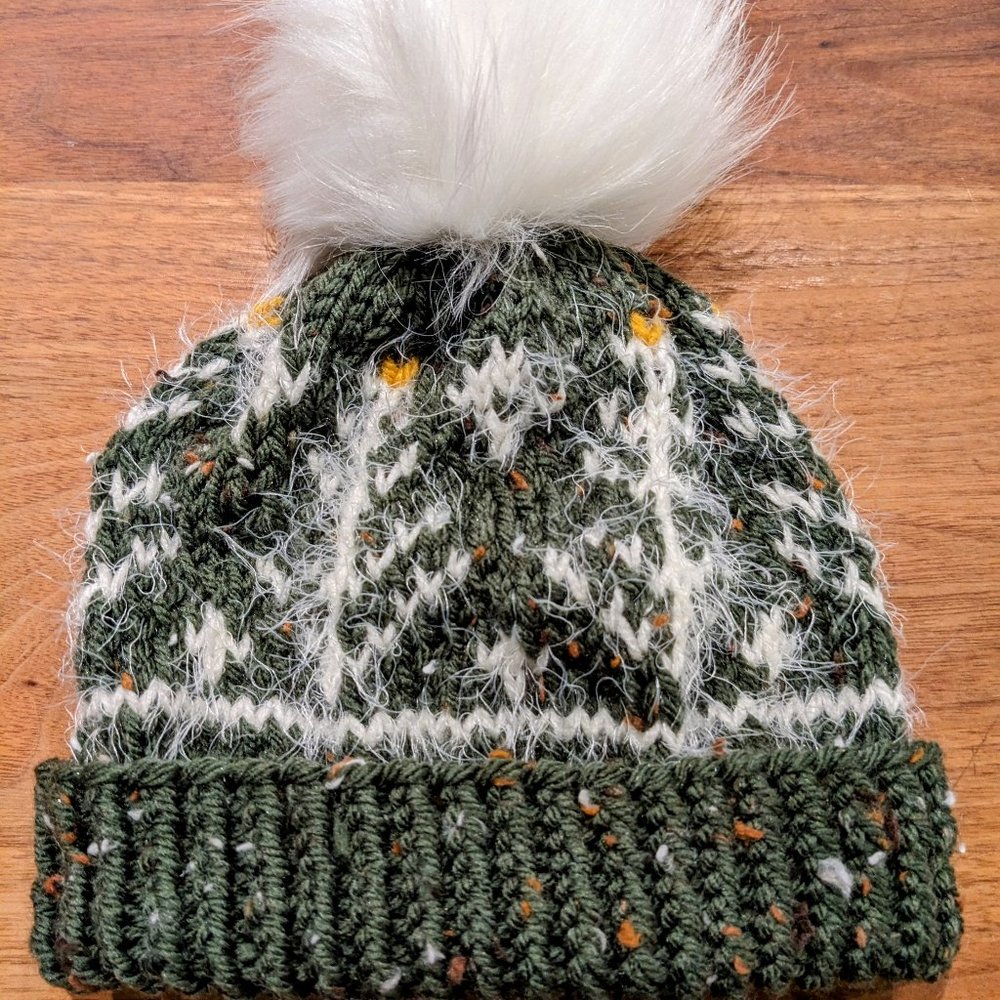 Forest Green Baby Hand made tricot Winter hat-beanie- 6-9months